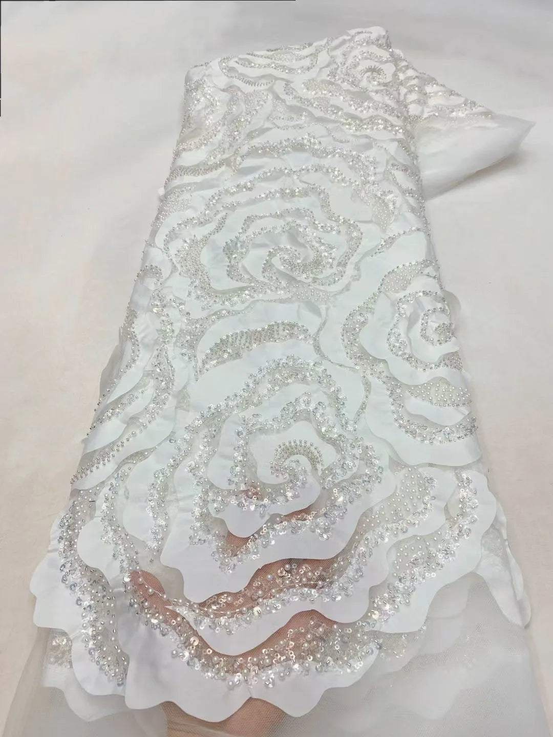 African Nigerian Groom Lace Fabric With Sequin,Hig-End Luxury Embeoidery,Heavy Fabric For Wedding Dress Party,Black