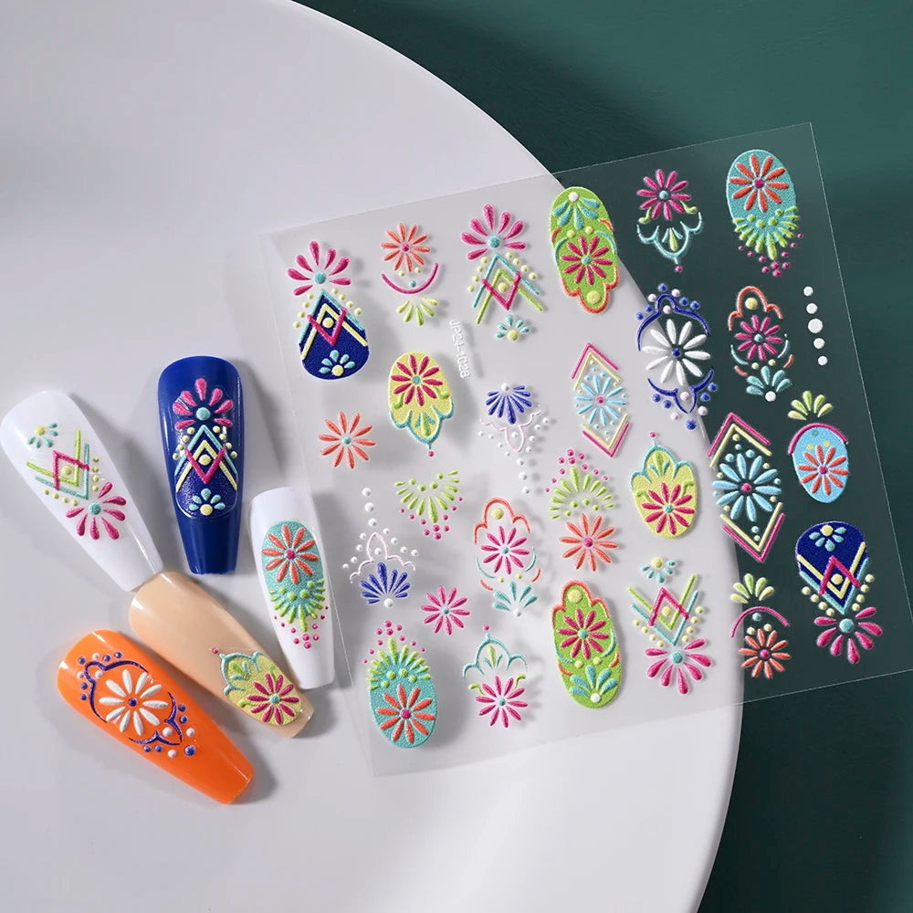5 D Macron Flower/Fruit Nail Charms Sticker