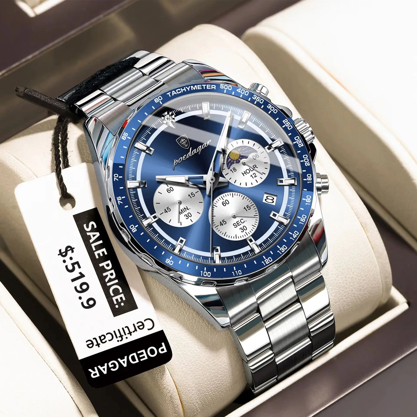 Luxury Waterproof Luminous Date Wristwatch