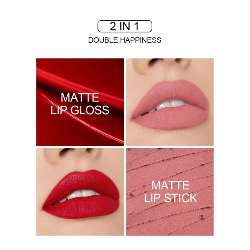 Matte Lip Gloss And Lip Stick 2-in-1 Set