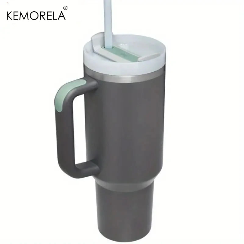 KEMORELA Tumbler With Handle Lid Straw Stainless Steel Water Bottle 887/1182ML Vacuum Thermos Cup Travel Car Coffee Mug