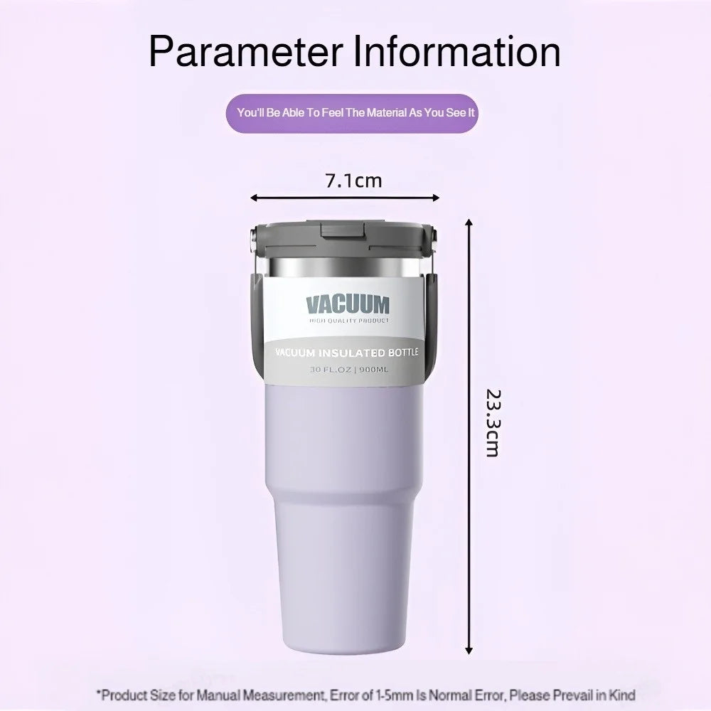 Car Thermal Mug Extra Large Capacity 900/1200ml Stainless Steel VacuumThermal Mug Handheld Portable Outdoor&Sport Water Cup