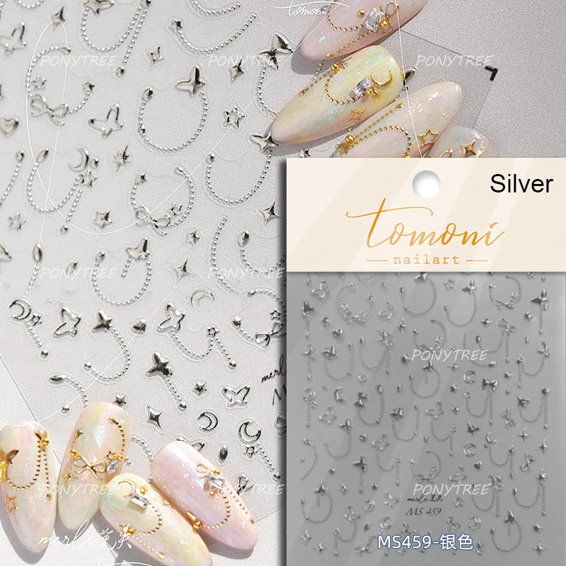 Star Moon Love Heart Necklace Nail Sticker