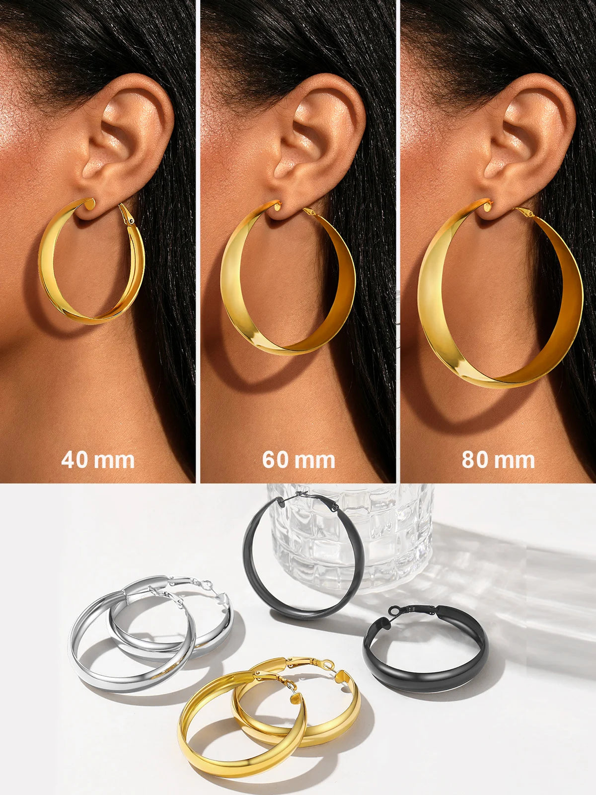 Curve Band Round Hoop Earrings
