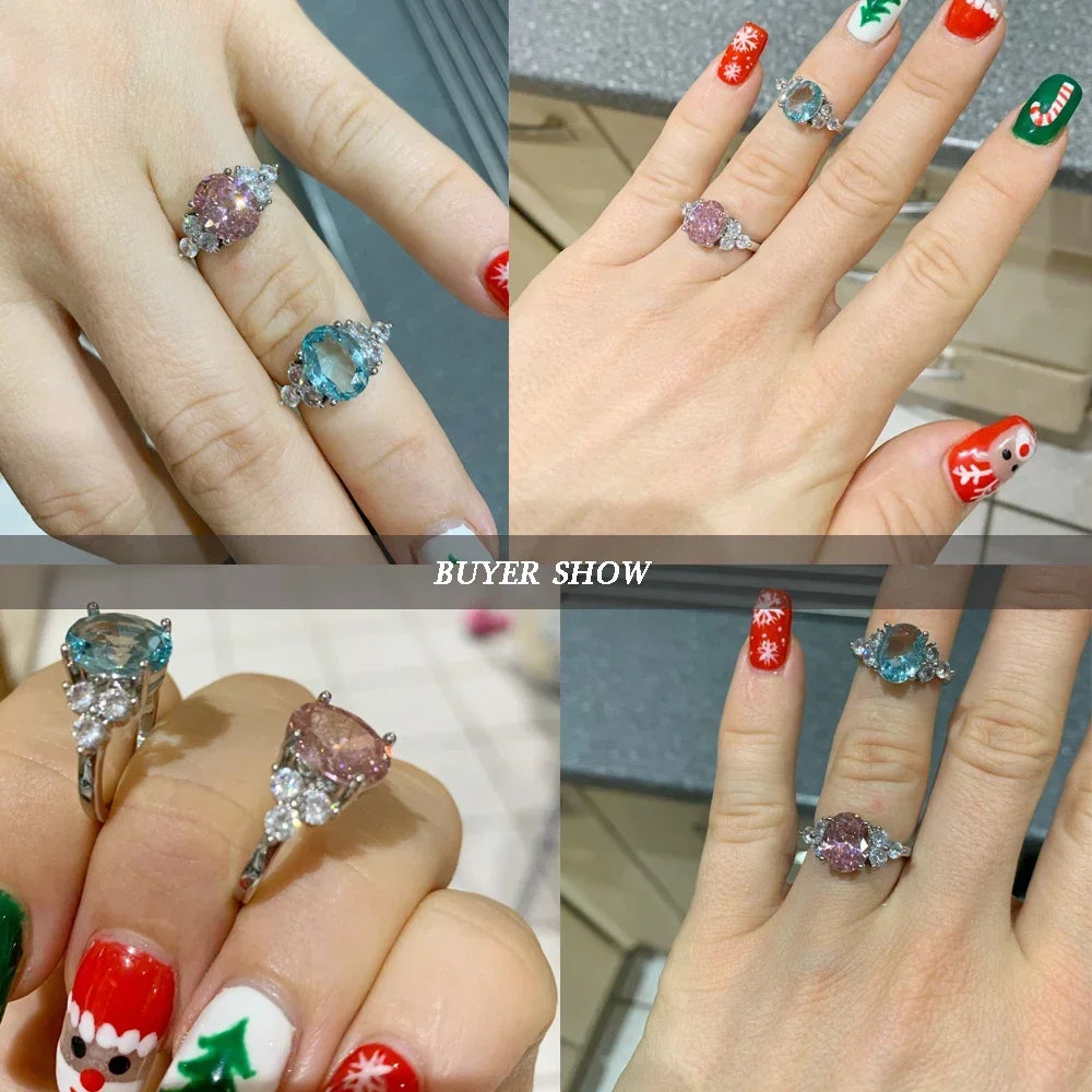 Rings Champagne Zircon Oval Stone