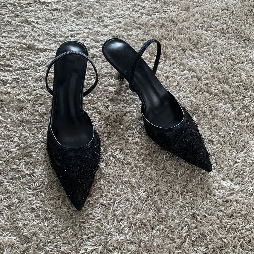 Women Mesh Embroider Elegant Shoes