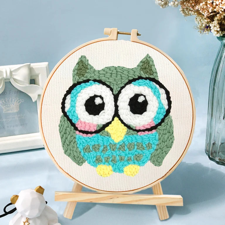 GATYZTORY DIY Animals Embroidery Kit Stitching Punch Needle Craft Pattern Printed Needlework Cross Stitch children Art