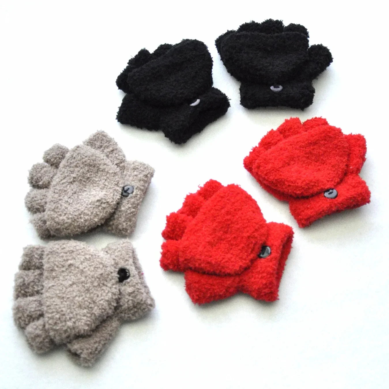 Baby Cashmere Warm Half Fingered Flap Mittens