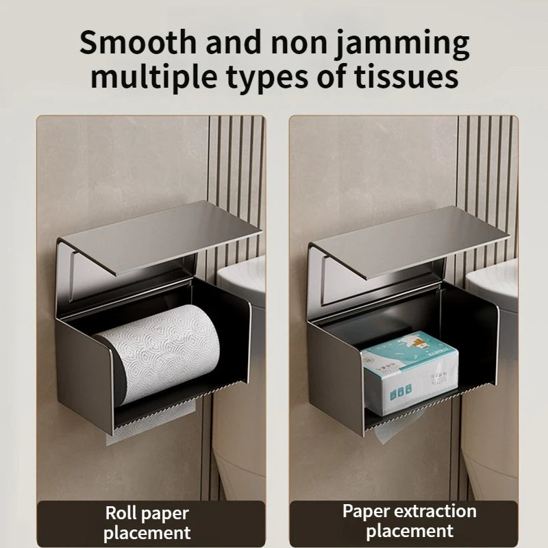 free punch Tissue Box no drill Bathroom Paper Towel Holder for Home Organizers Rack