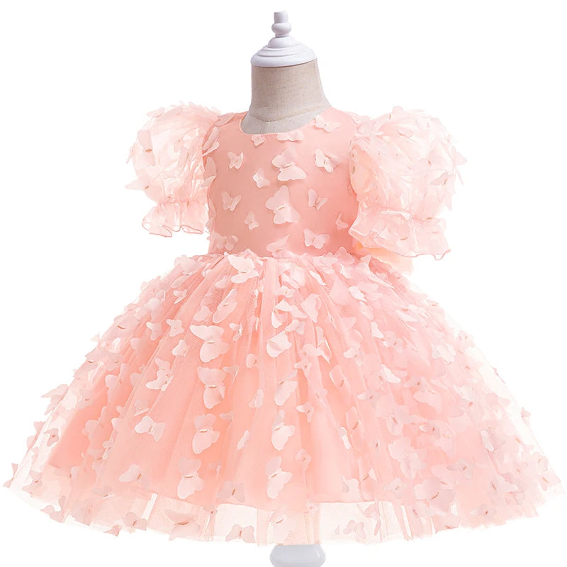 Three-dimensional butterfly Bubble sleeve princess dress