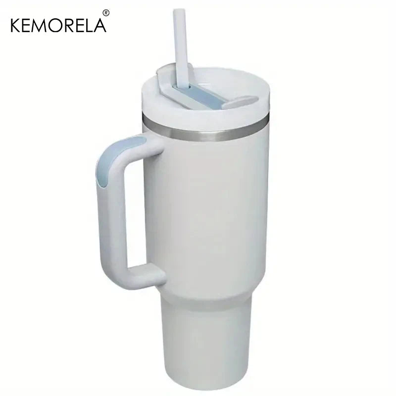 KEMORELA Tumbler With Handle Lid Straw Stainless Steel Water Bottle 887/1182ML Vacuum Thermos Cup Travel Car Coffee Mug