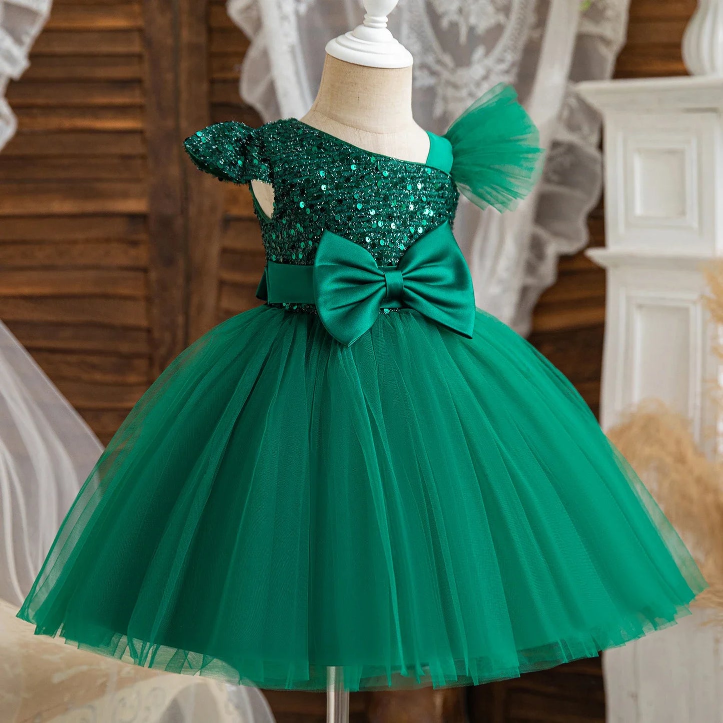 Princess Sequins Baptism Luxury Dress