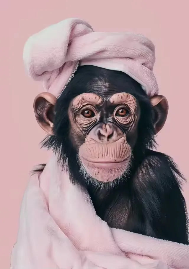 Charming Cheetah Drink Coffee Canvas Art Print,Frameless Poster, Perfect for Animal Lovers, Wall Decor for Home, Office, Cafe