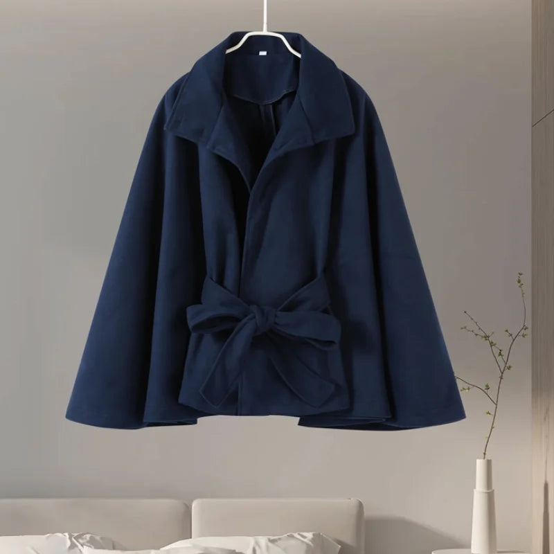 Women Winter Woolen Belt Coats