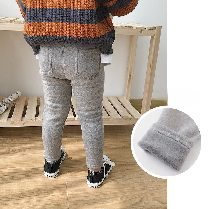 Children's Thin velvet Elastic Belt Jeans