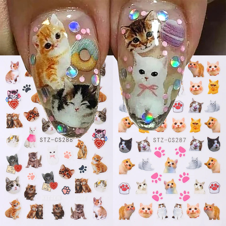 Lovely Animal 3 D Cartoon Nail Art Stickers