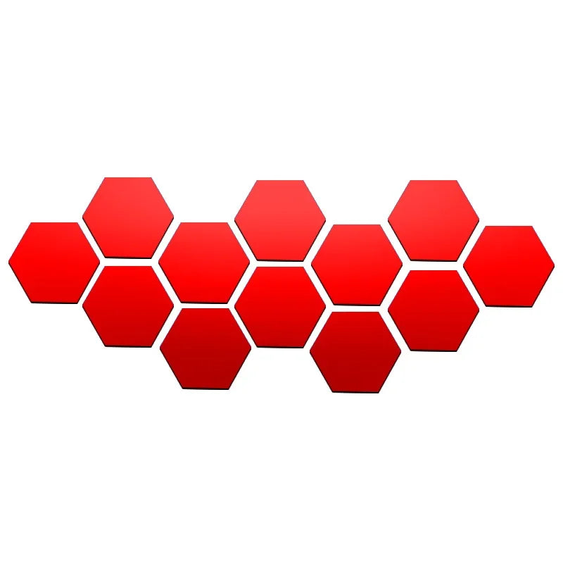6/12 pcs 3-D Hexagon Mirror Wall Sticker