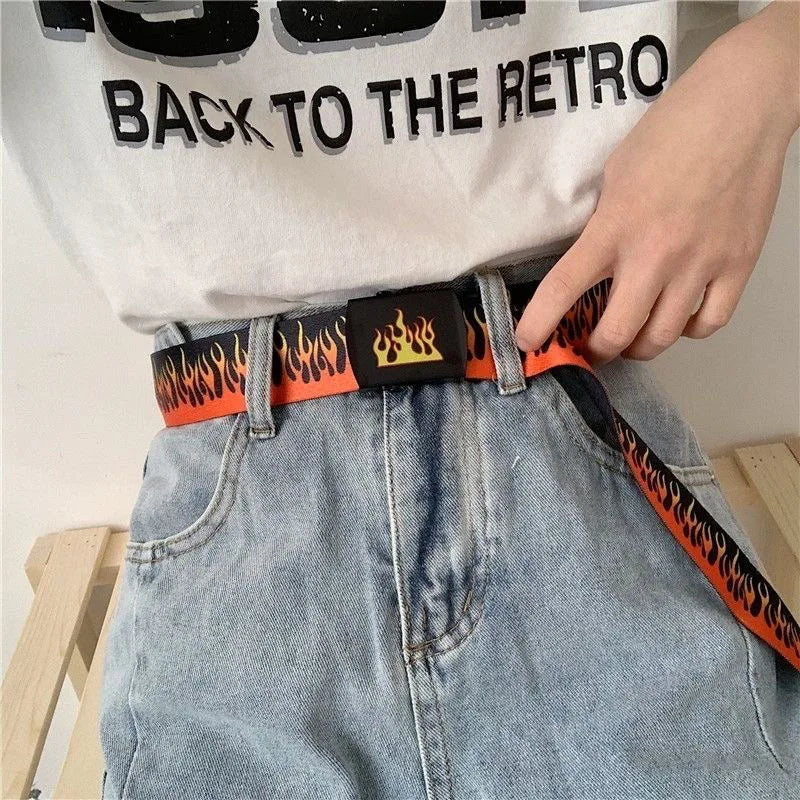 Punk Style Flame Hip-hop Decoration Durable Belt