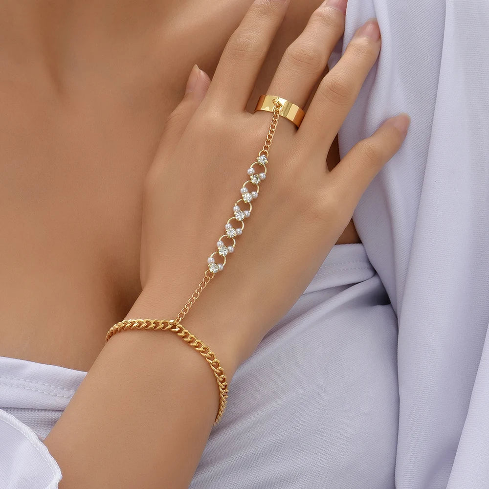 Dainty Hand Chain Bracelet Ring