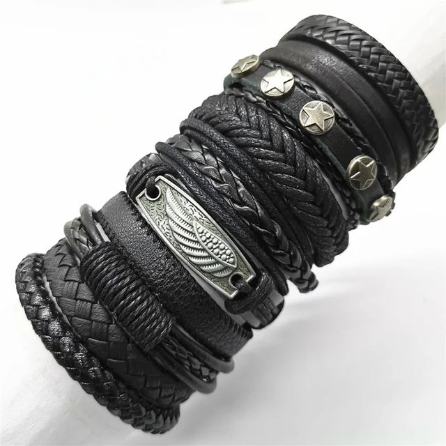 10 Pcs/set Black Wrap Fashion Handmade Bracelets
