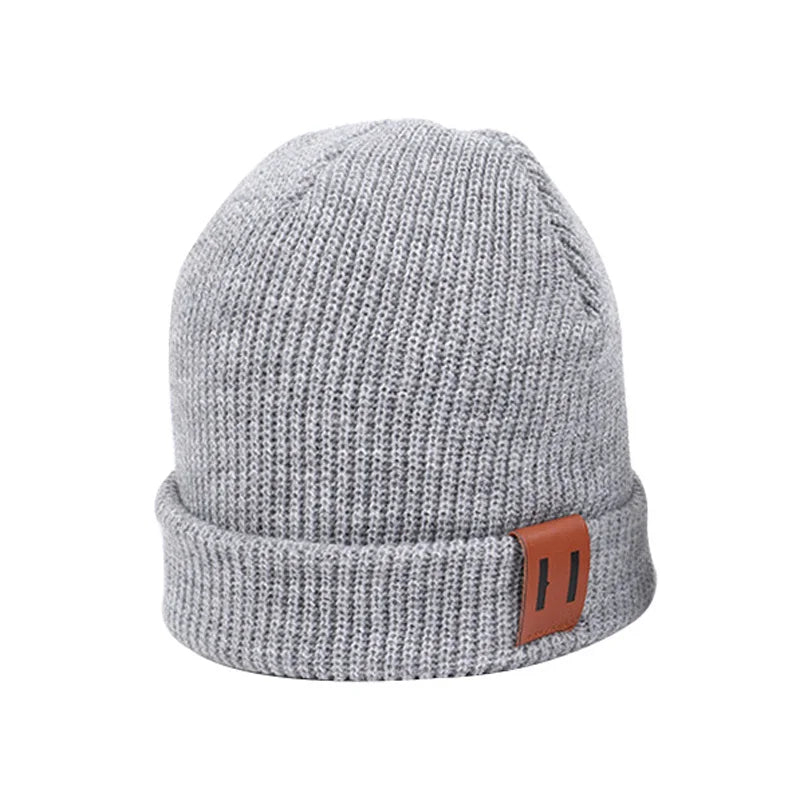 Baby Knit Beanie Cap with Leather Label