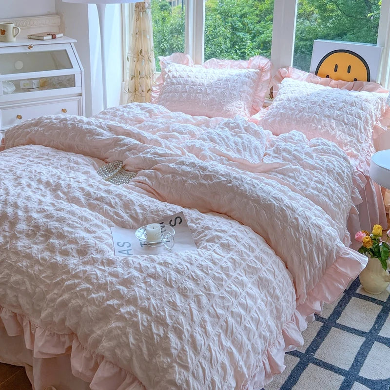 Princess Style Lace Ruffles Bedding Set