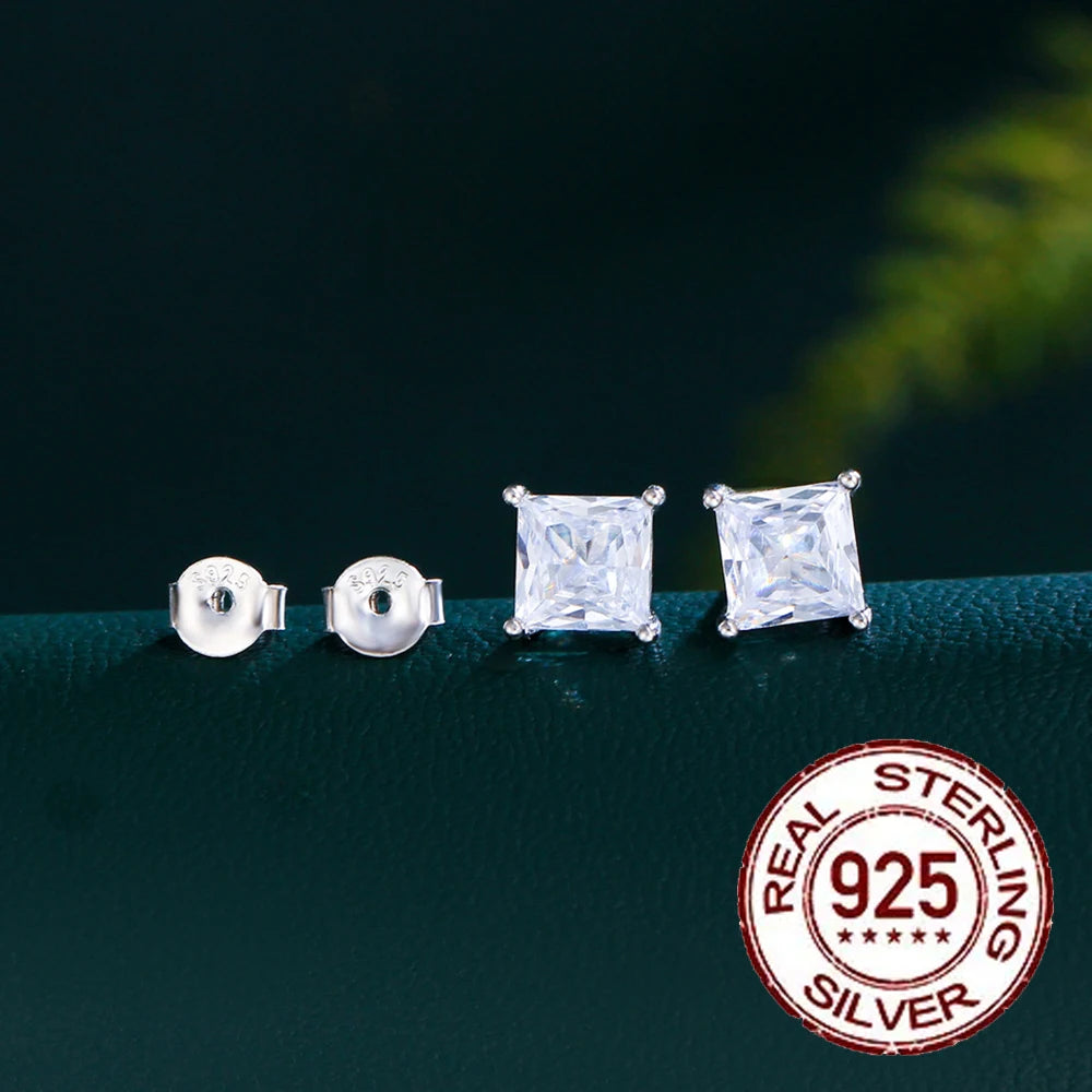 Sterling Silver Zircon Stud Earrings