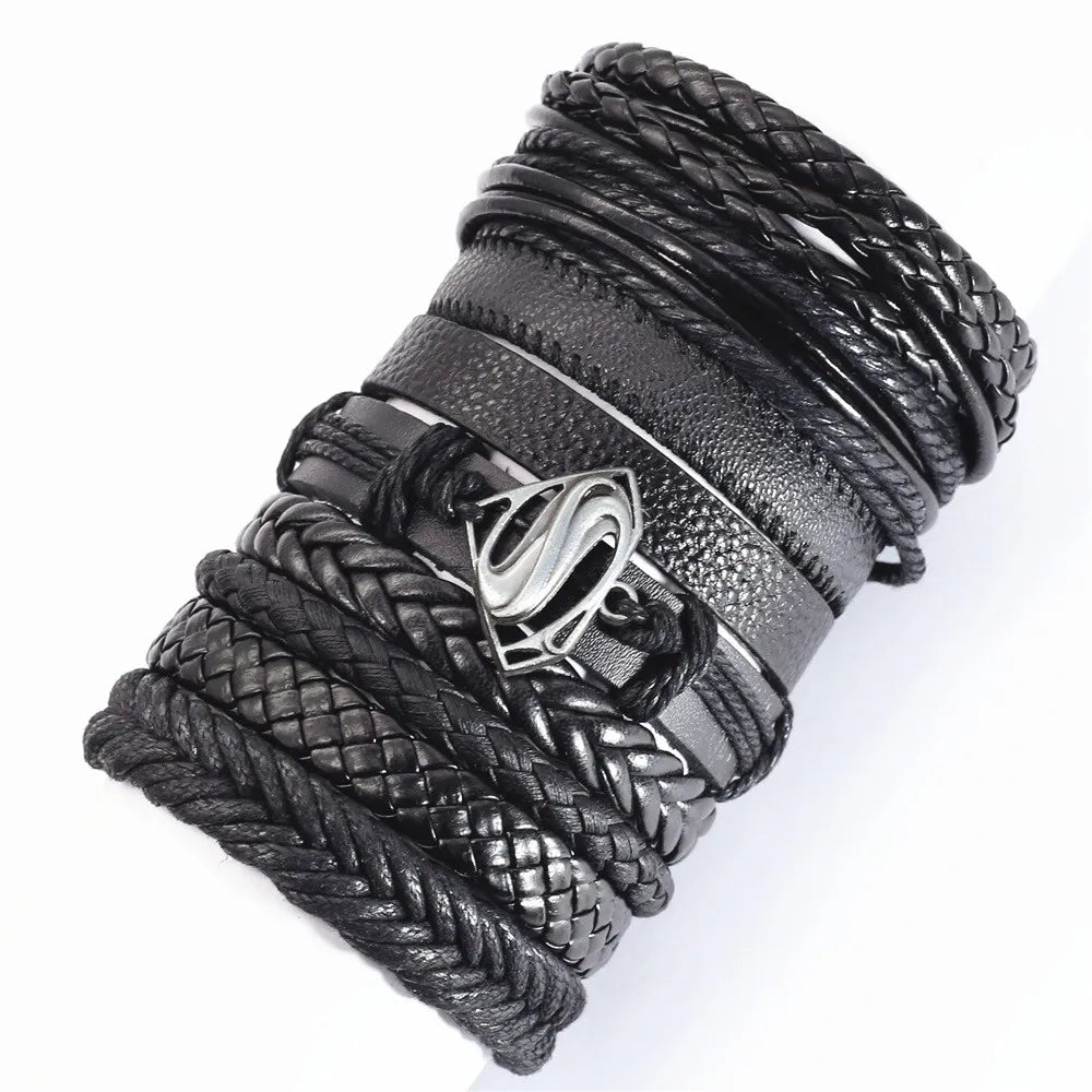 10 Pcs/set Black Wrap Fashion Handmade Bracelets