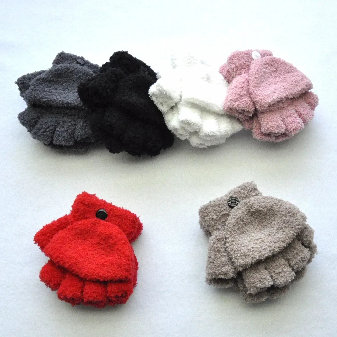 Baby Cashmere Warm Half Fingered Flap Mittens