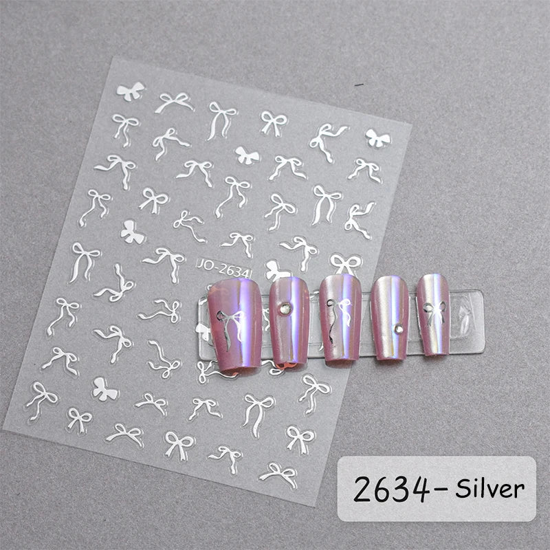 3 D White Bow knot Flower Nail Art Sticker