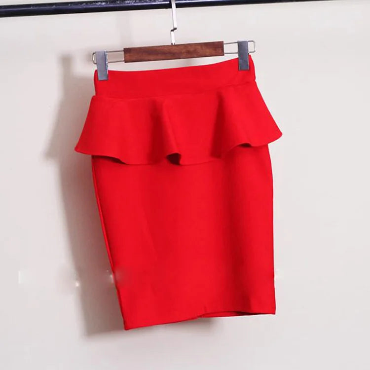 Women Ruffles Slim Stretch pencil Skirt