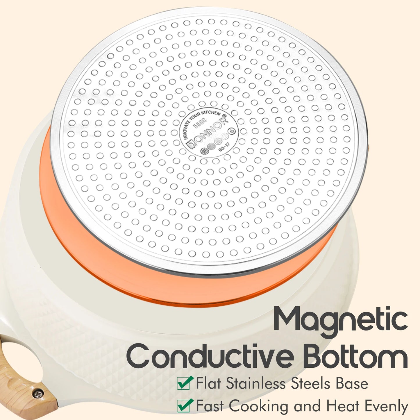 DONNOR 15-piece Cookware Set, Die-cast Aluminum Pot, Non-stick Soup Pot, Induction Cooker-friendly, Suitable for Daily Cooking