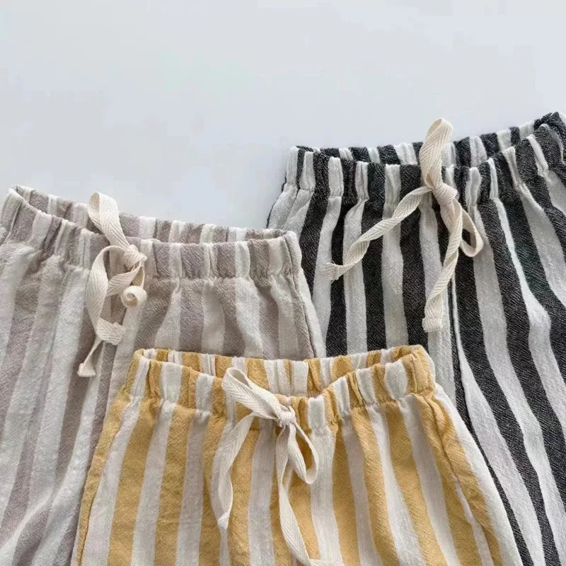 Vintage Linen Cotton Stripe Children Trousers