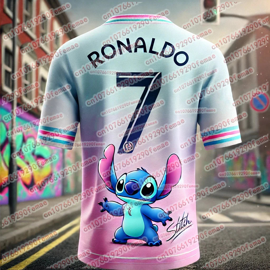 Stitch And Ronaldo Cartoon 3 D Printed T-shirts