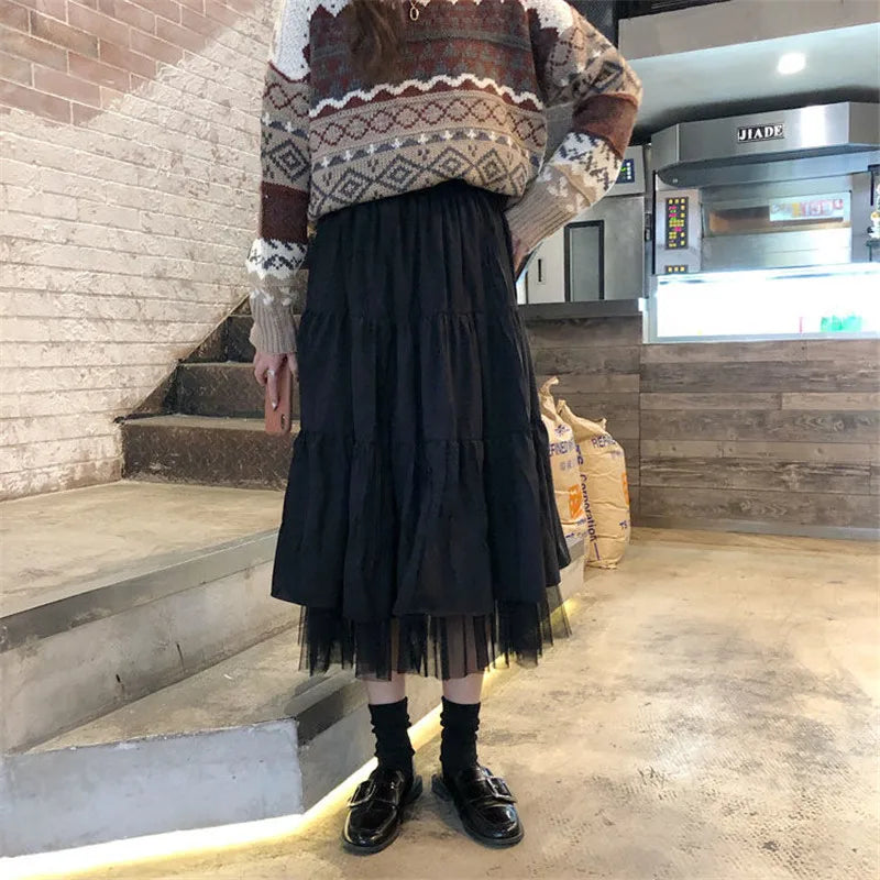 Women Mesh Tutu Pleated Street wear Skirts
