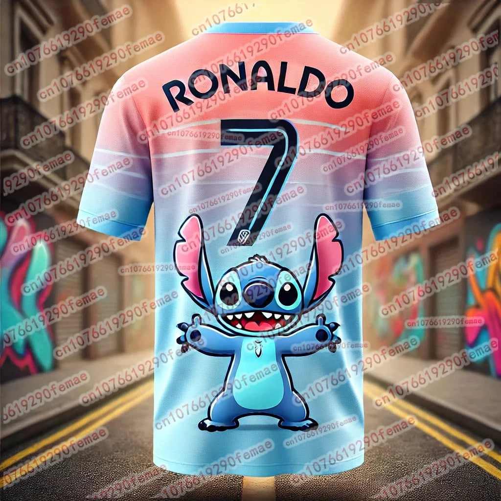 Stitch And Ronaldo Cartoon 3 D Printed T-shirts