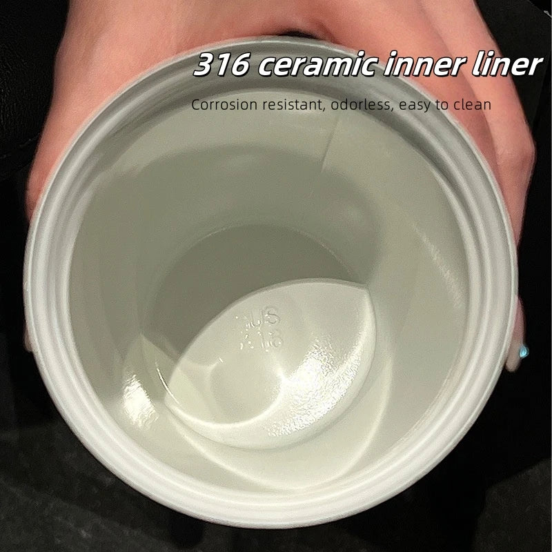 500ML Ceramic Thermo Cafe Coffee Mug Car Thermos Mug LeakProof Travel Thermo Cup for Tea Water Coffee Insulated Cup Drinkware