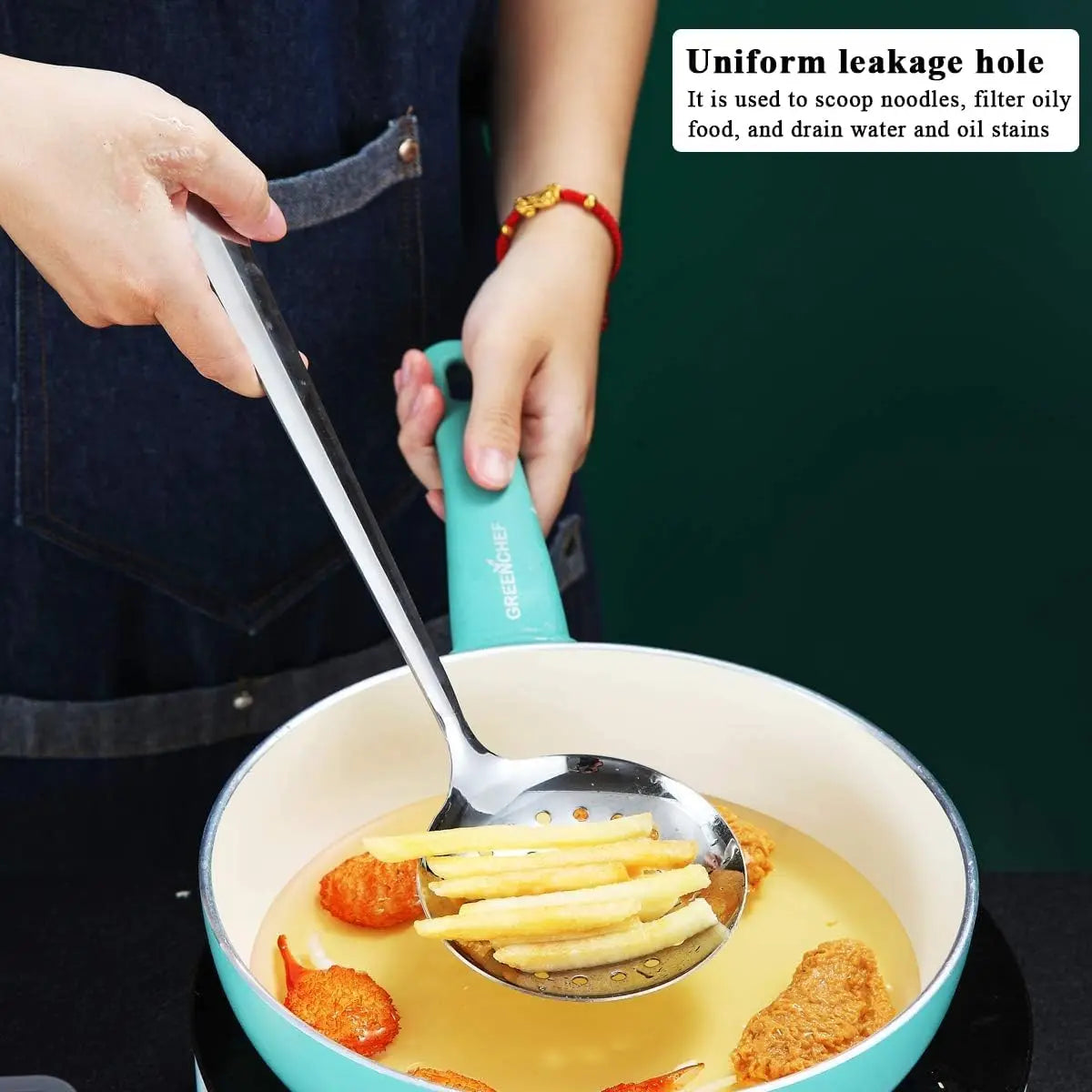 6pcs Stainless Steel Kitchenware Set Public Spoon Spatula Soup Spoon Colander Large Spoon Suitable for Restaurants and Families