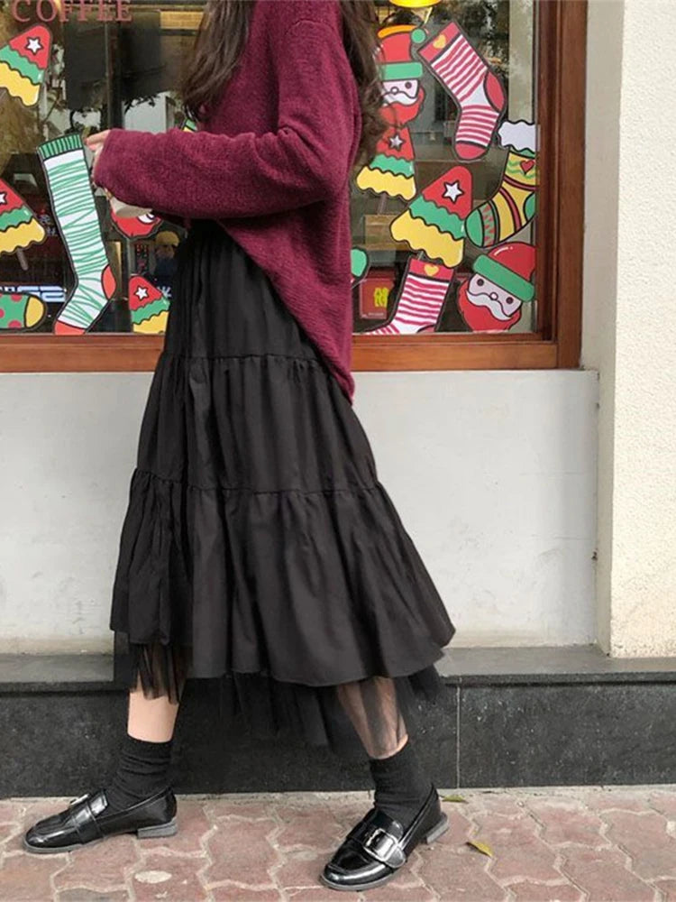 Women Mesh Tutu Pleated Street wear Skirts