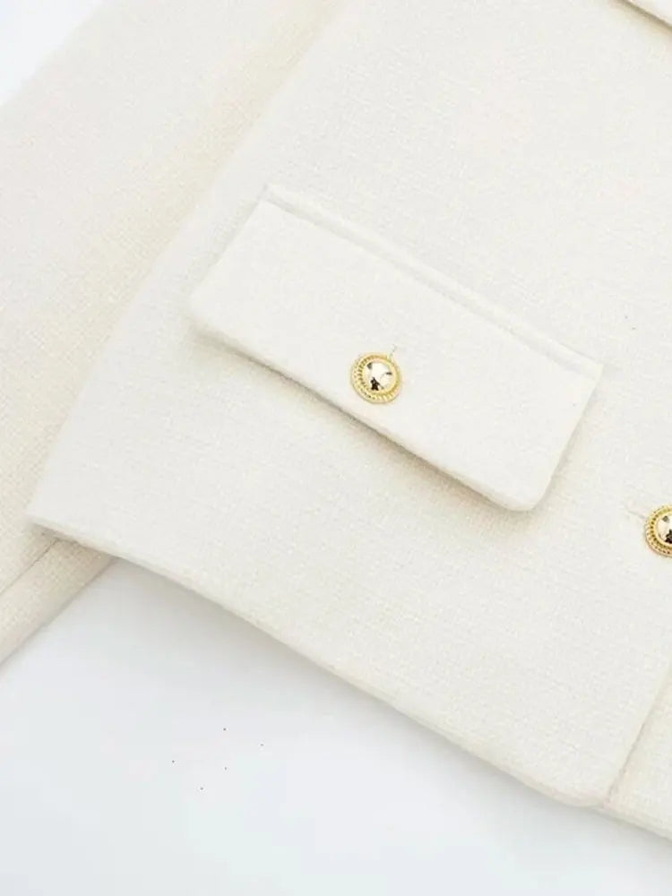 Women's Golden Button Jacket Chic Tops