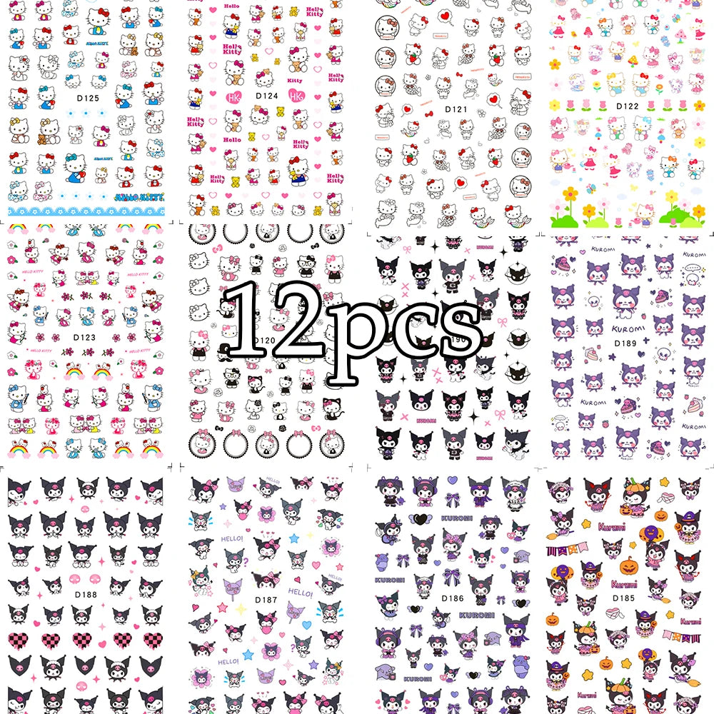 12 sheet Cartoon Stitch Angel Nail Stickers