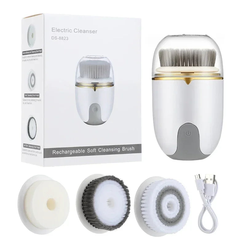 3 IN 1 Ultrasonic Facial Cleaner Pore Face Skin Care Massager Electric Face Cleansing Brush Blackhead Remover Facial Clean Brush