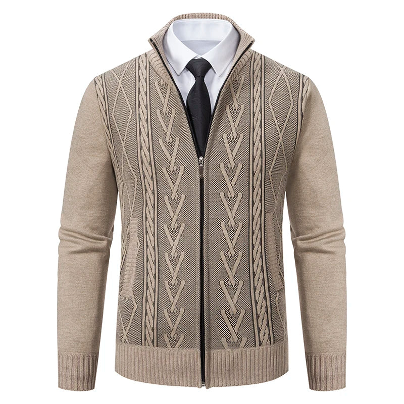 Cashmere padded warm casual men's knitted sweater coat