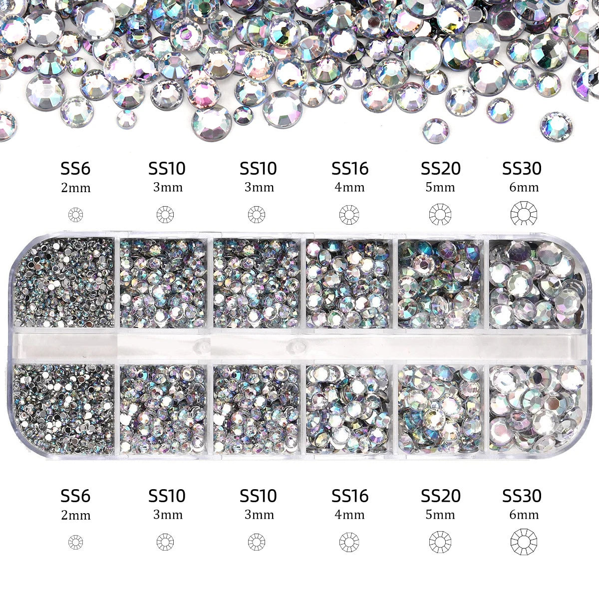 2400pcs+ Shiny Clear Crystal Gems Nail