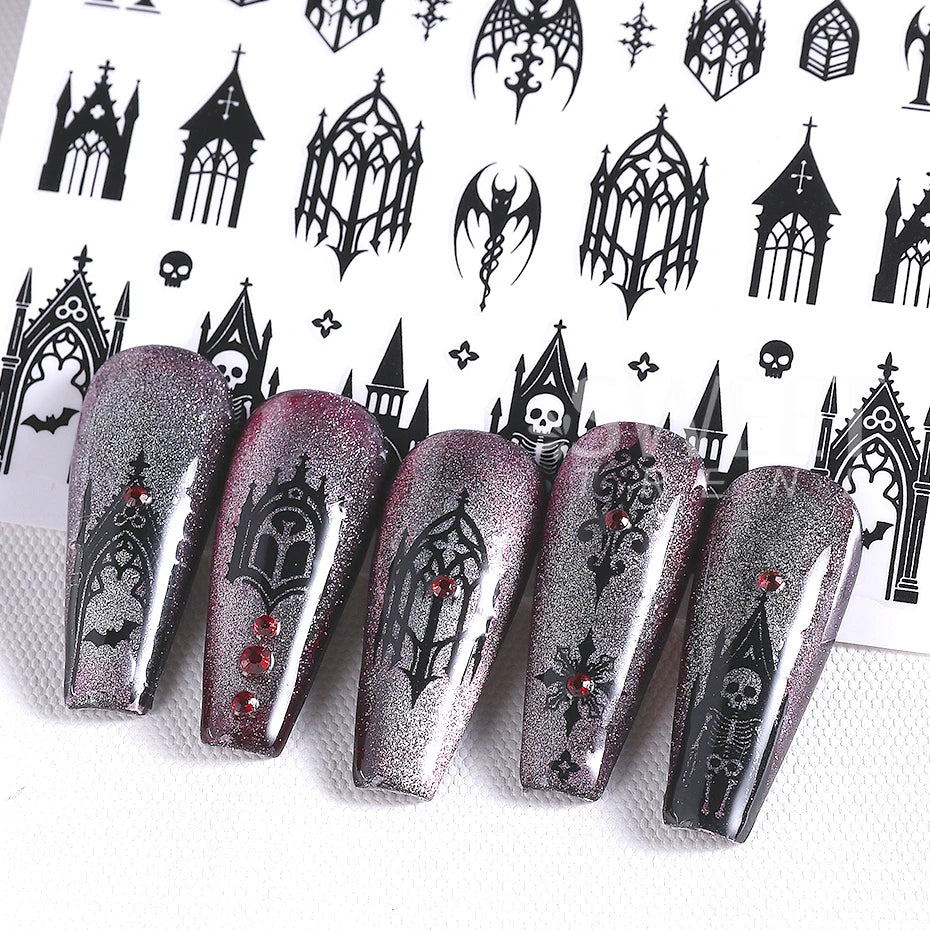 3 D Gothic Black Halloween Nail Stickers