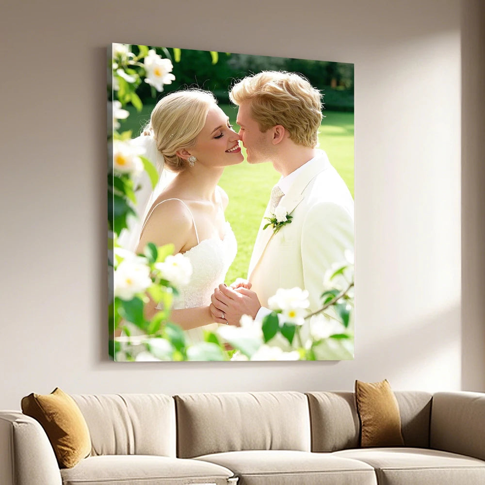 1 Pc Custom Photos with DIY Wood Frame or frameless poster,Custom Wedding Photo,idea gift,Personalized Canvas Painting