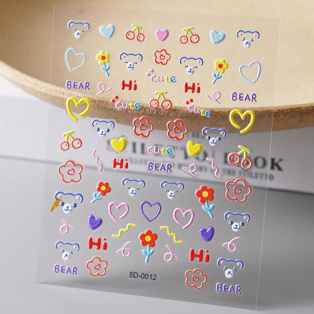 5 D Macron Flower/Fruit Nail Charms Sticker