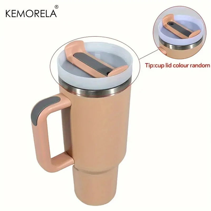 KEMORELA Tumbler With Handle Lid Straw Stainless Steel Water Bottle 887/1182ML Vacuum Thermos Cup Travel Car Coffee Mug