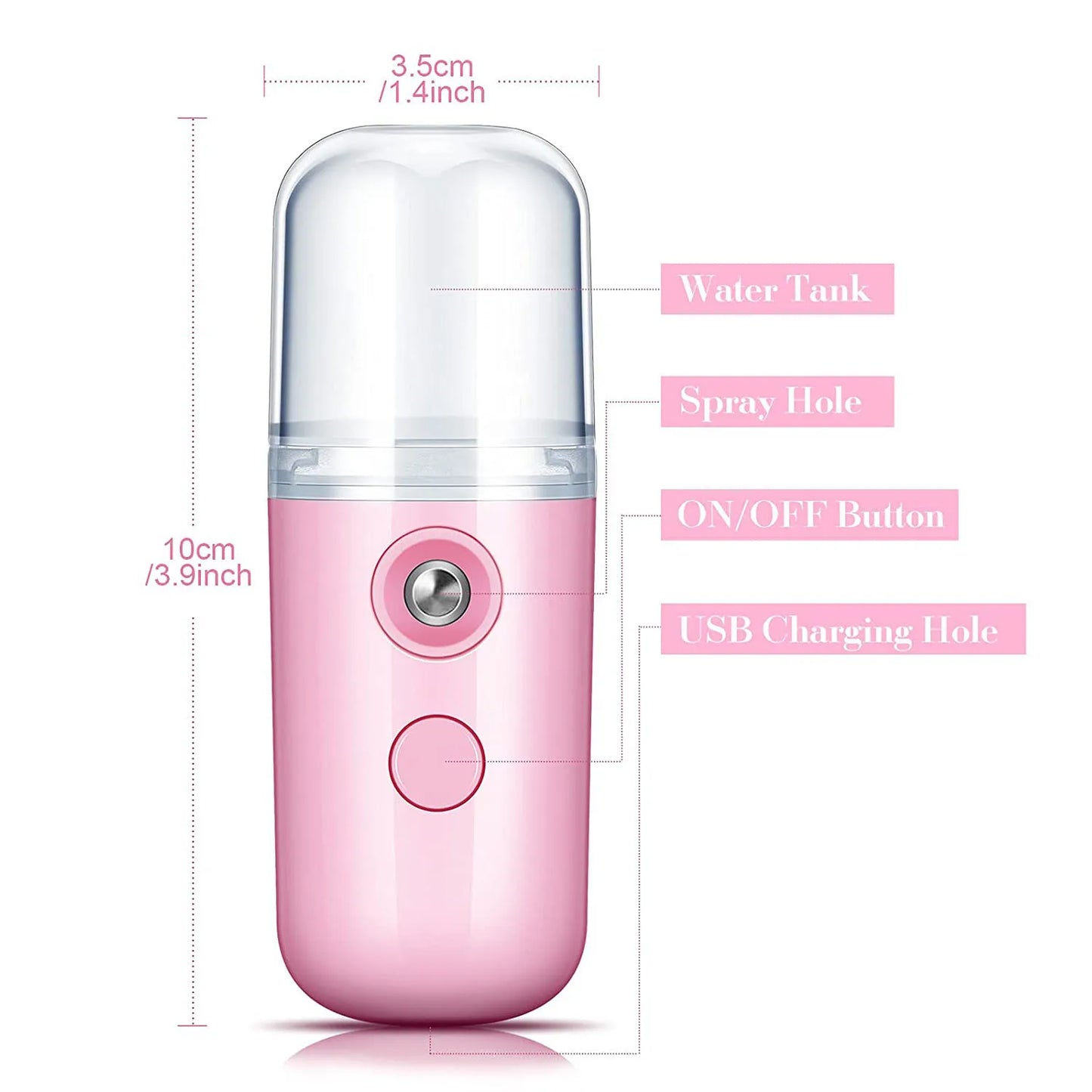 Portable Mini Facial Steamer Face Skin Care Nano Mist Sprayer Vaporizer Beauty Water Spa Nebulizer Humidifier USB Rechargeable