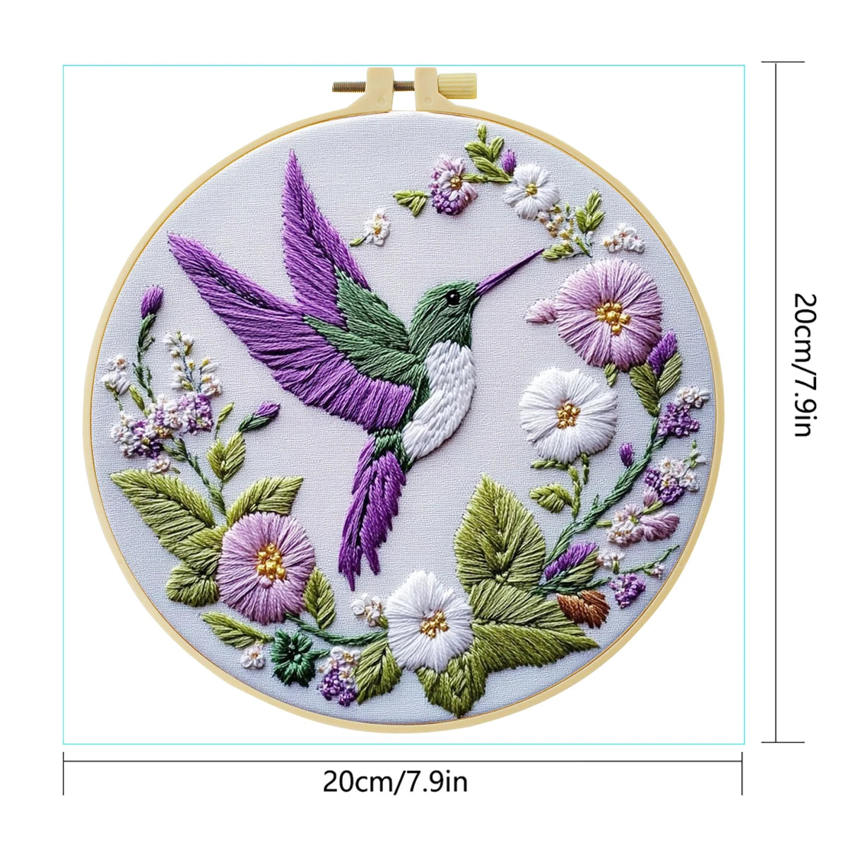 Hummingbird Embroidery Starter Kit DIY Cross Stitch Set for Beginner Printed Sewing Art Craft Painting Home Decor Needle Art
